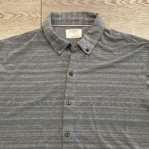 Linksoul Button Down Shirt Mens Large Gray Long Sleeve Aztec Southwest Pattern